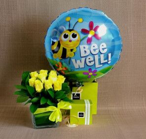 10 yellow roses vase combo