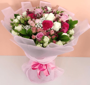 Pink White Flowers Bouquet is One of the Best for a Lady